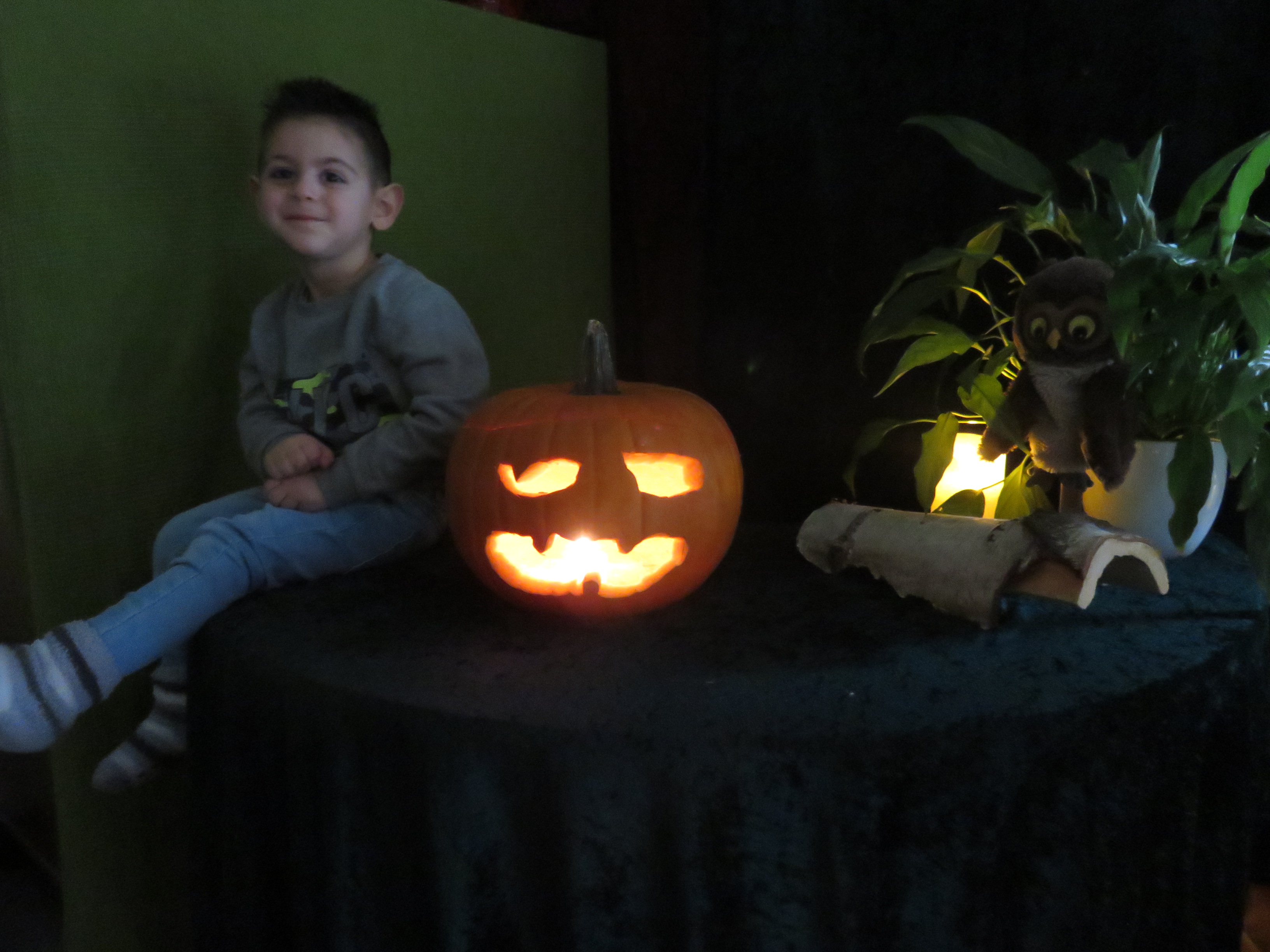 eefd_Bild 9 - ...Und schwupptiwupp, unser Halloween-Kuerbis ist fertig und mit der Kerze sieht er im Dunkeln richtig gruselig aus.....JPG